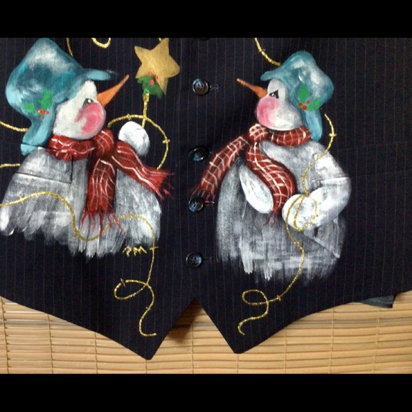 🎄Hand painted holiday vest, NWOT,  much dressier than most holiday wear - Picture 12 of 15